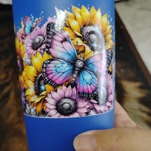 Floral Butterfly Blue Tumbler